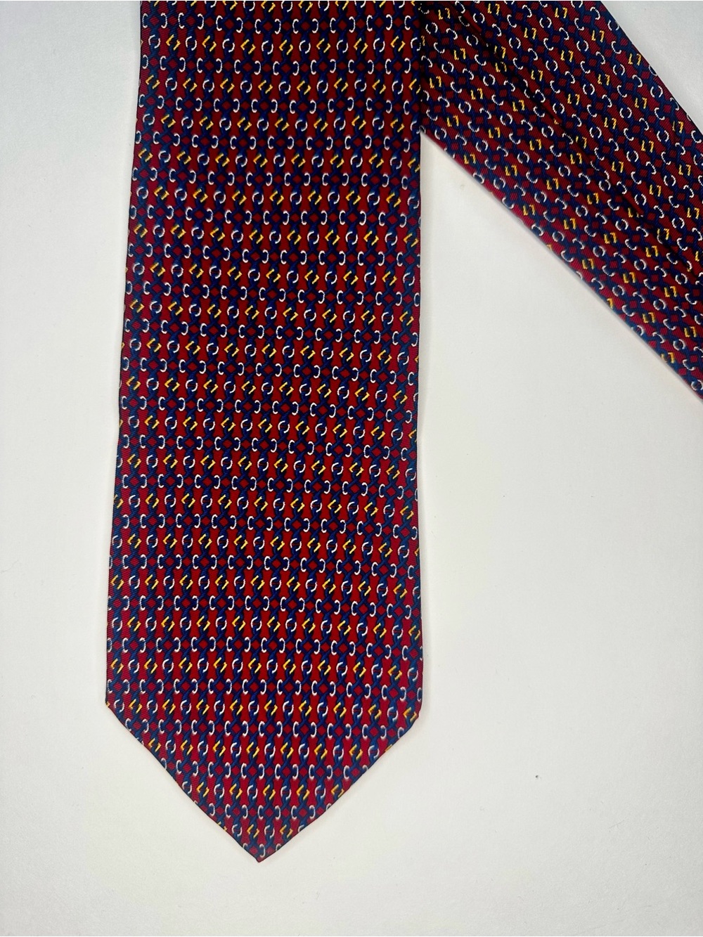 BROOKS BROTHERS Makers Classic Red & Blue Geometric Silk Tie, 3.75” - Picture 3 of 5